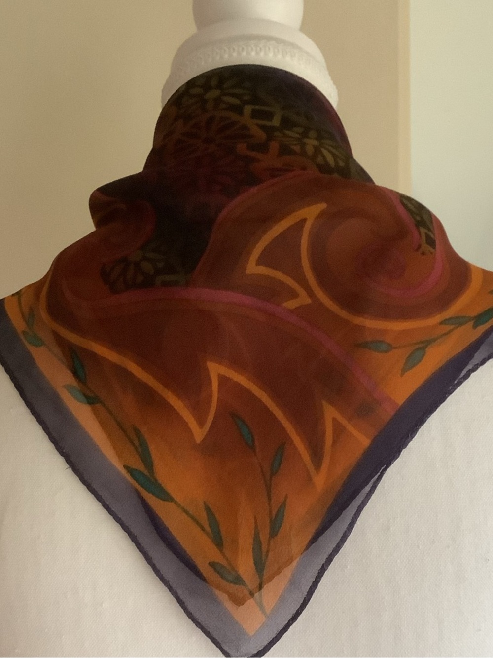 Vintage Diahann Carroll Sheer Multicolor Silk Scarf